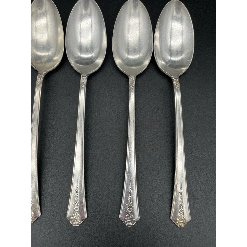 Silver Plate Tablespoon/Serving Spoon Set Of 6 Spring Garden International